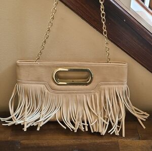 NWT Cream Fringe Handbag